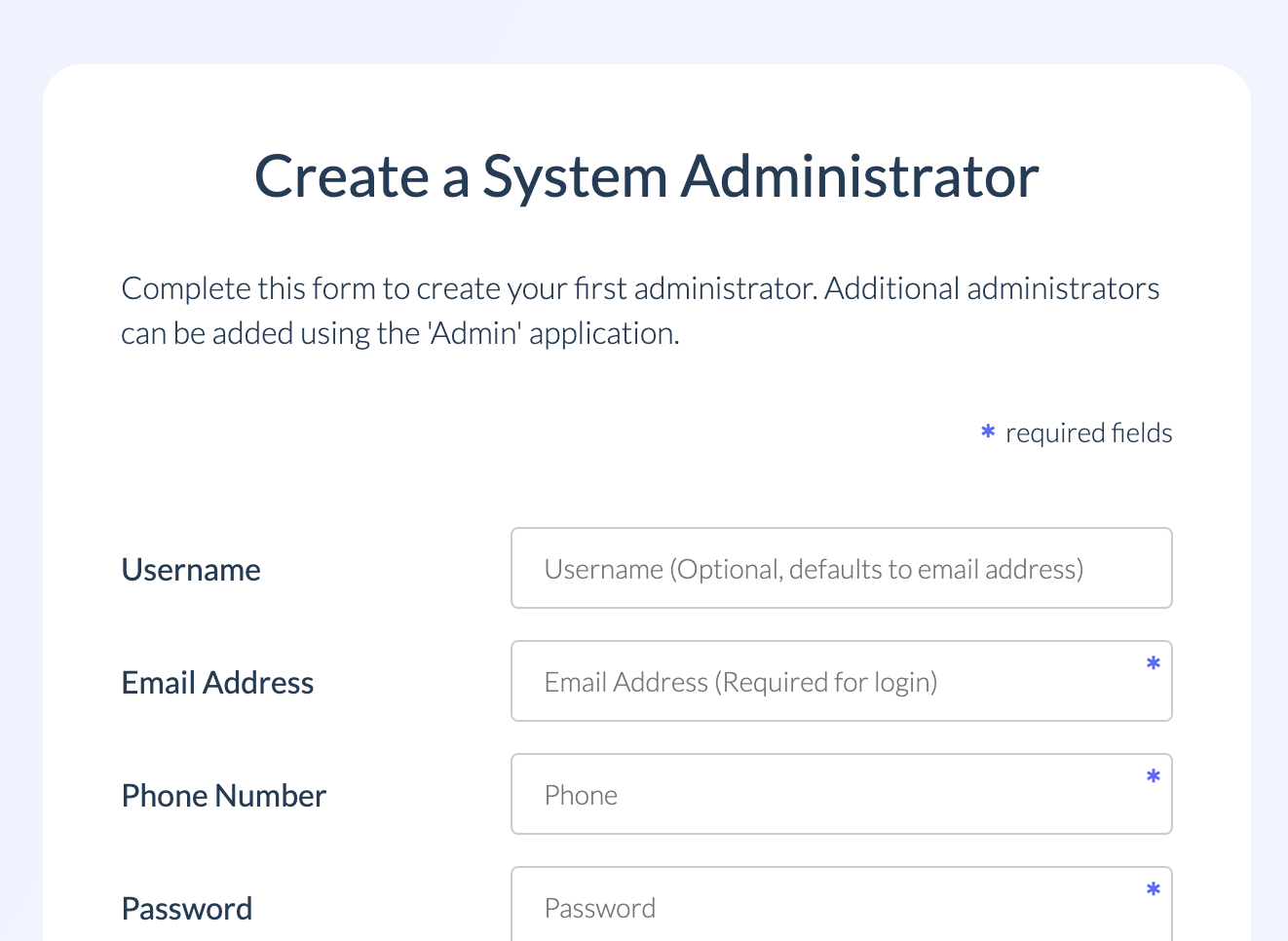 docker create admin page